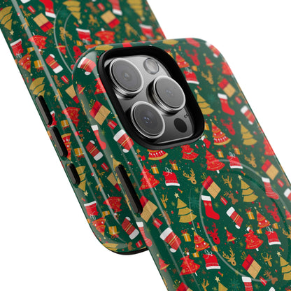 Christmas Tough Magnetic Phone Case | Festive Holiday Accessory | Cute Santa & Tree Design, Gift for Him/Her, Seasonal Tech