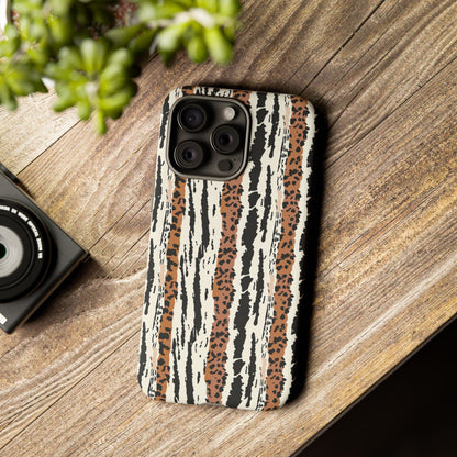 Animal Stripe Phone Case — Leopard & Zebra Pattern Tough Protective Cover,Africa Pattern .