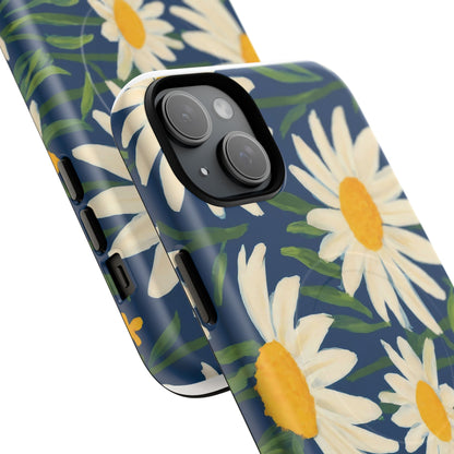 Daisy Floral IPhone Case-Tough Magnetic Cover ,Glossy Finish ,Retro Botanical Flower  Design.