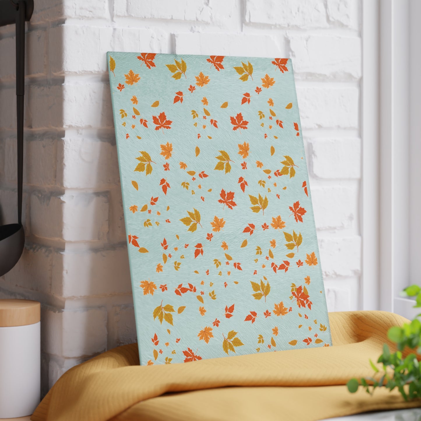 Autumn Leaf Glass Cutting Board, Seasonal Kitchen Decor, Fall Cooking Gift, Thanksgiving Kitchenware, Unique Home Gift,Gift for her,Gift for him