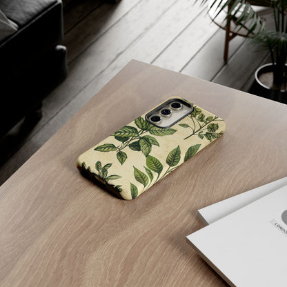 Botanical Leaves Tough Phone Case — Vintage Green Plant Print