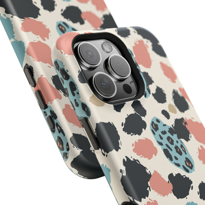 Leopard Splash Magnetic Impact Phone Case — Teal & Coral Animal Print