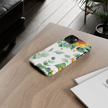 Sunflower & Eucalyptus Tough Phone Case — Protective Floral iPhone Case