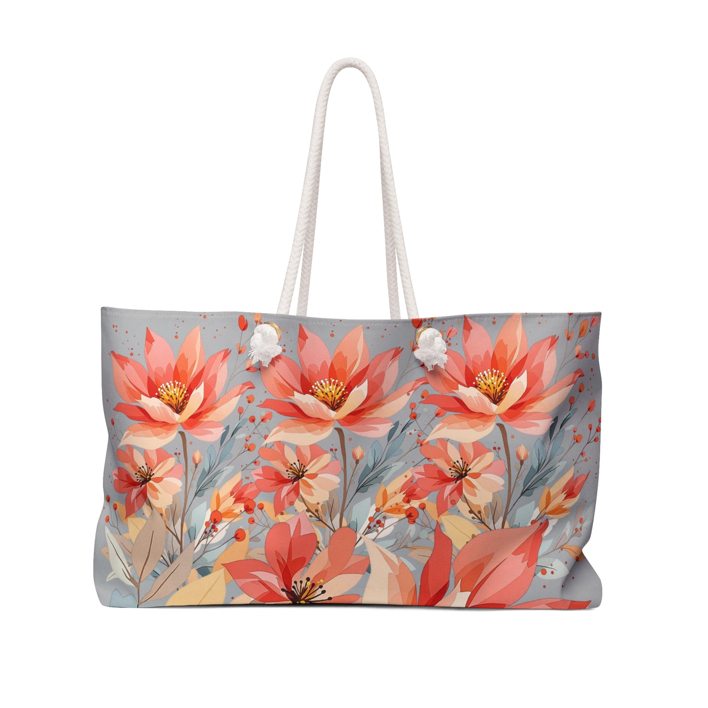 Floral Weekender Bag — Coral Blooms Travel Tote