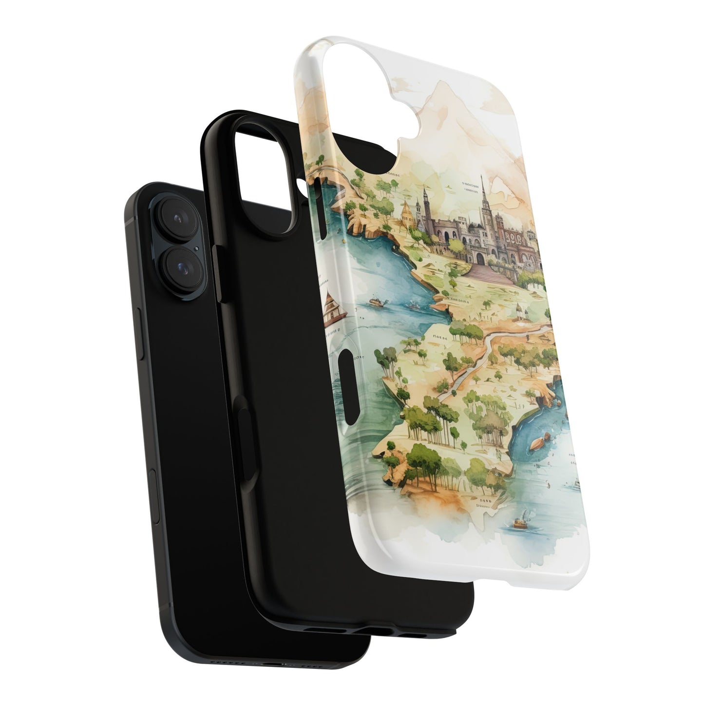 Hard Phone Case — Watercolor Fantasy Map Castle Design