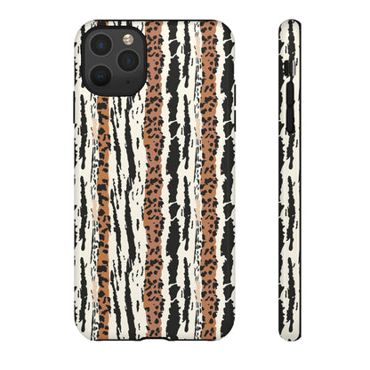 Animal Stripe Phone Case — Leopard & Zebra Pattern Tough Protective Cover,Africa Pattern .
