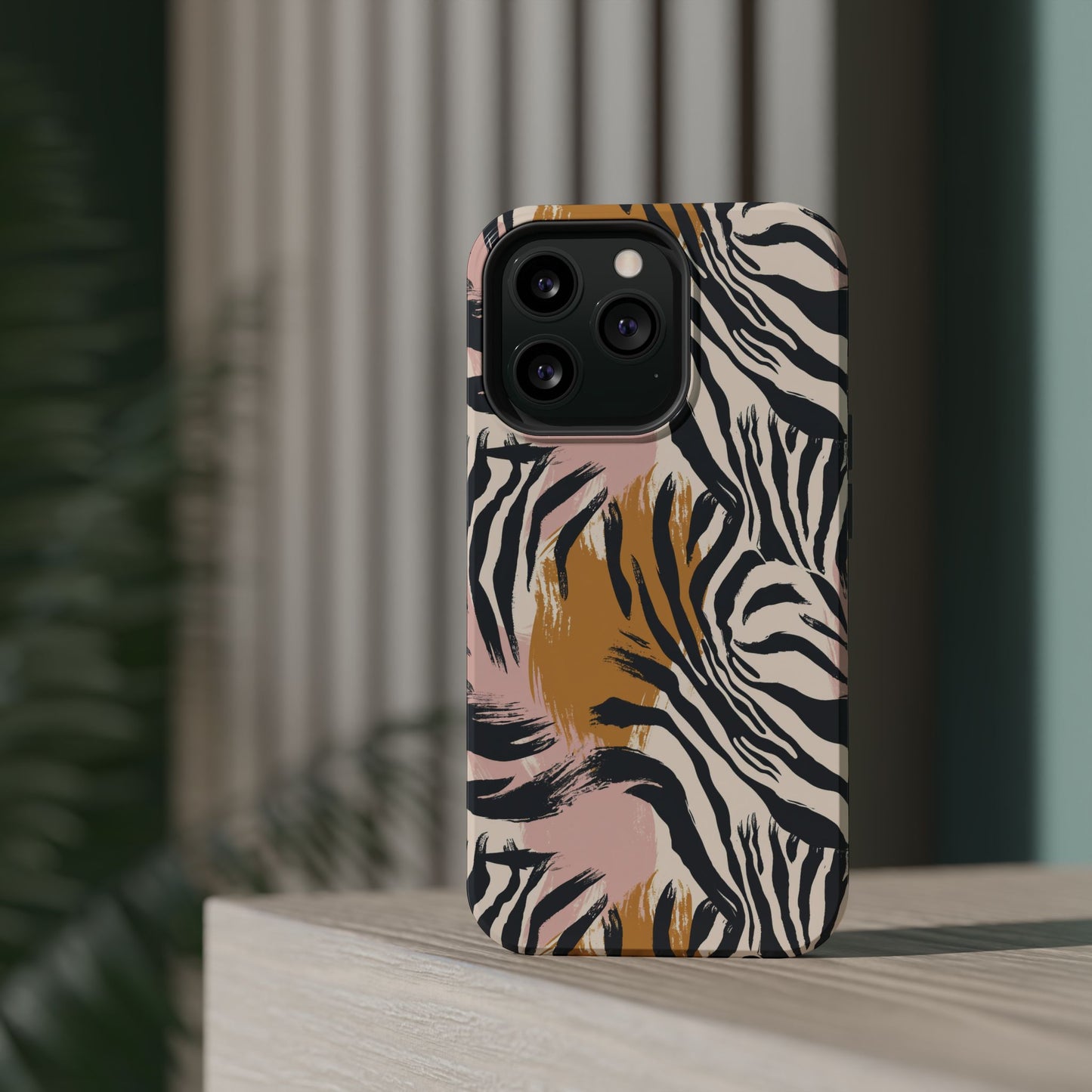 Zebra Brushstroke Magnetic Impact Phone Case,Africa Pattern
