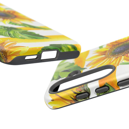 Sunflower Stripes Phone Case - Bright Floral Tough Case