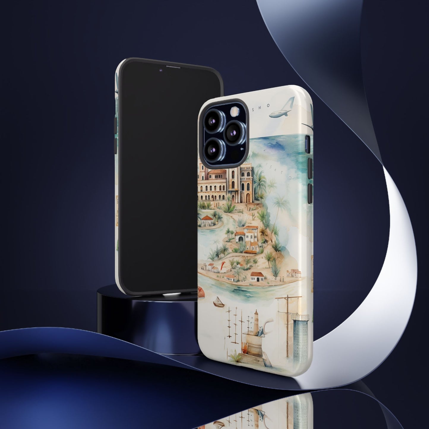 Hard Phone Case — Watercolor Fantasy Map Castle Design