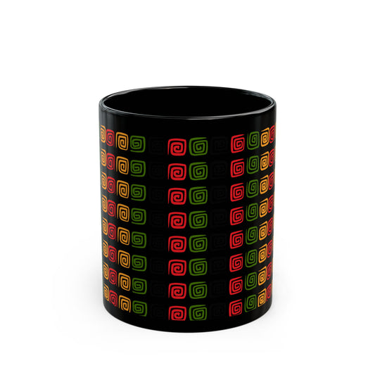 Eco-Friendly Spiral Pattern Coffee Mug, Ethnic Design Gift, Art Mug, Unique Ceramic Cup, Coffee Lover's Gift
