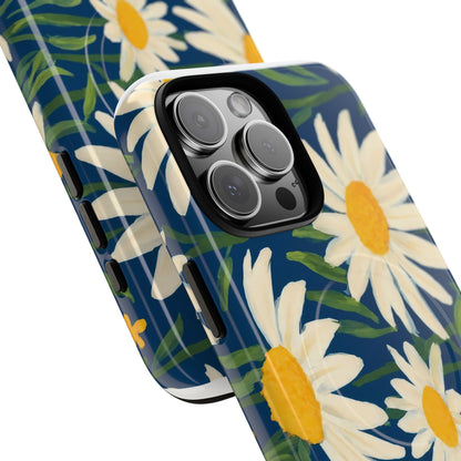 Daisy Floral IPhone Case-Tough Magnetic Cover ,Glossy Finish ,Retro Botanical Flower  Design.