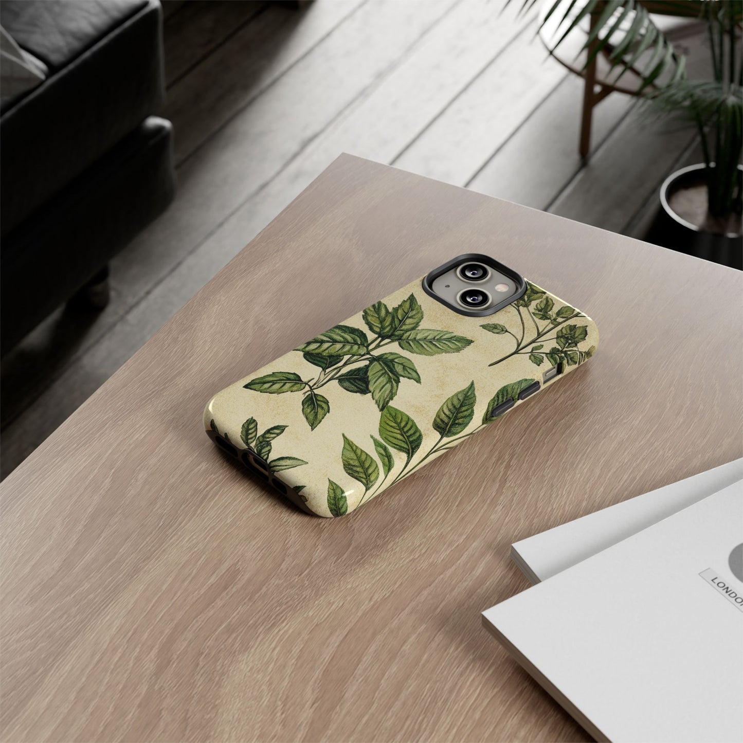 Botanical Leaves Tough Phone Case — Vintage Green Plant Print