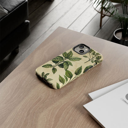 Botanical Leaves Tough Phone Case — Vintage Green Plant Print