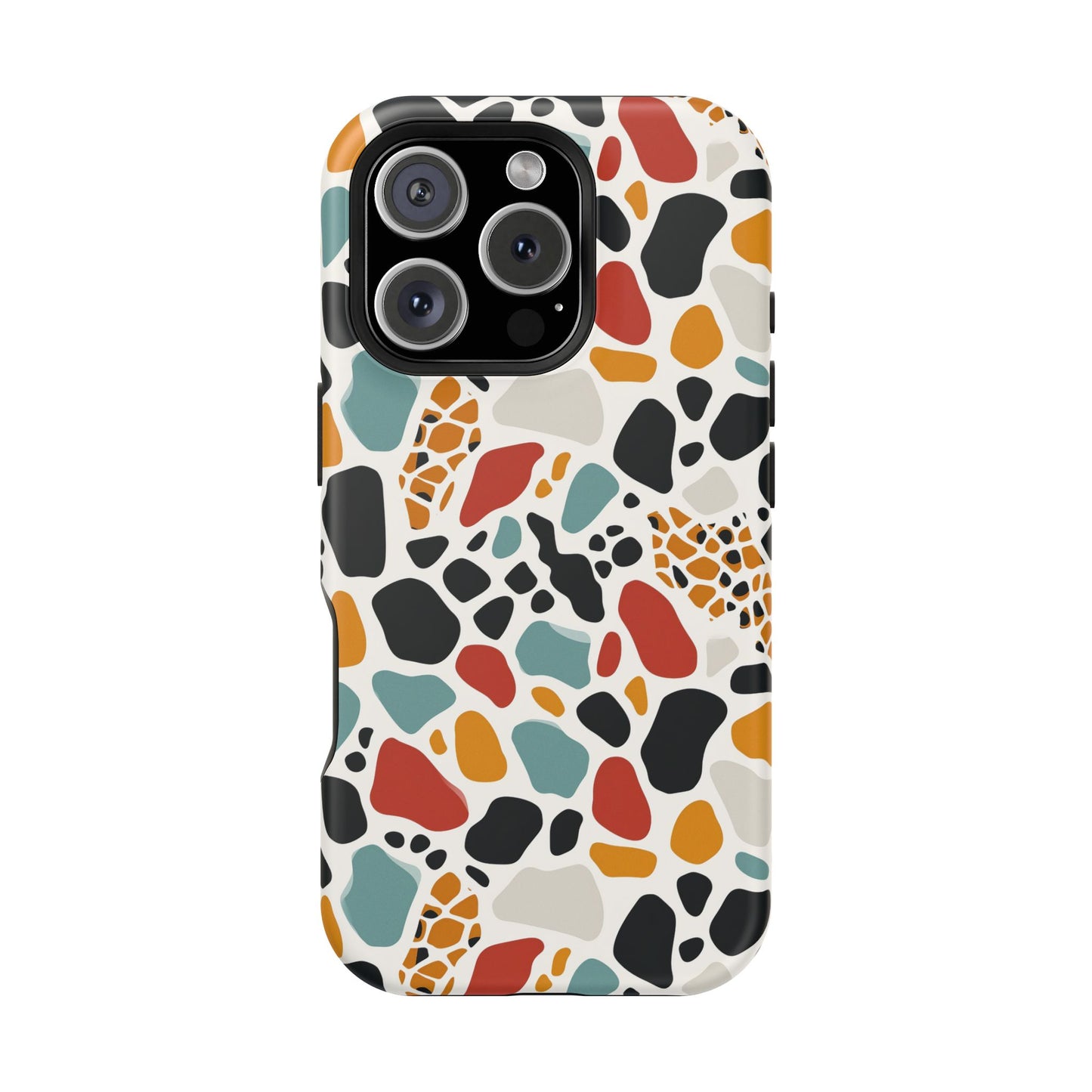 Terrazzo Pattern Magnetic Impact Phone Case — Colorful Retro Pebble Design