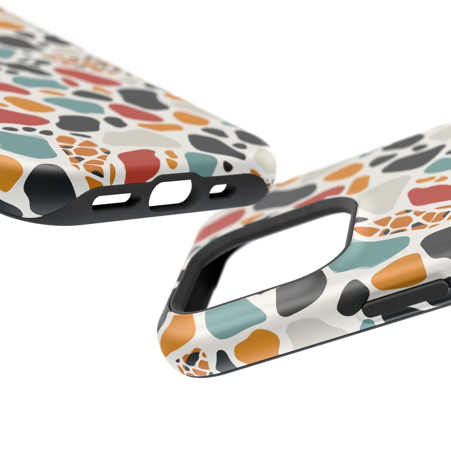Terrazzo Pattern Magnetic Impact Phone Case — Colorful Retro Pebble Design