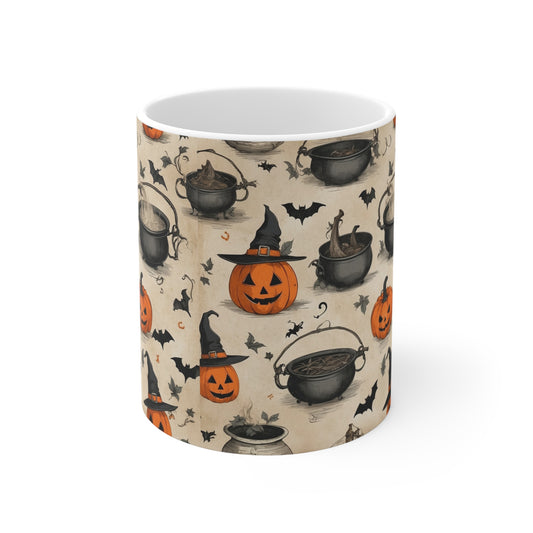 Halloween Themed Mug, Spooky Coffee Cup for Fall, Pumpkin Decor, Witchy Kitchenware, Perfect Gift for Halloween Lovers