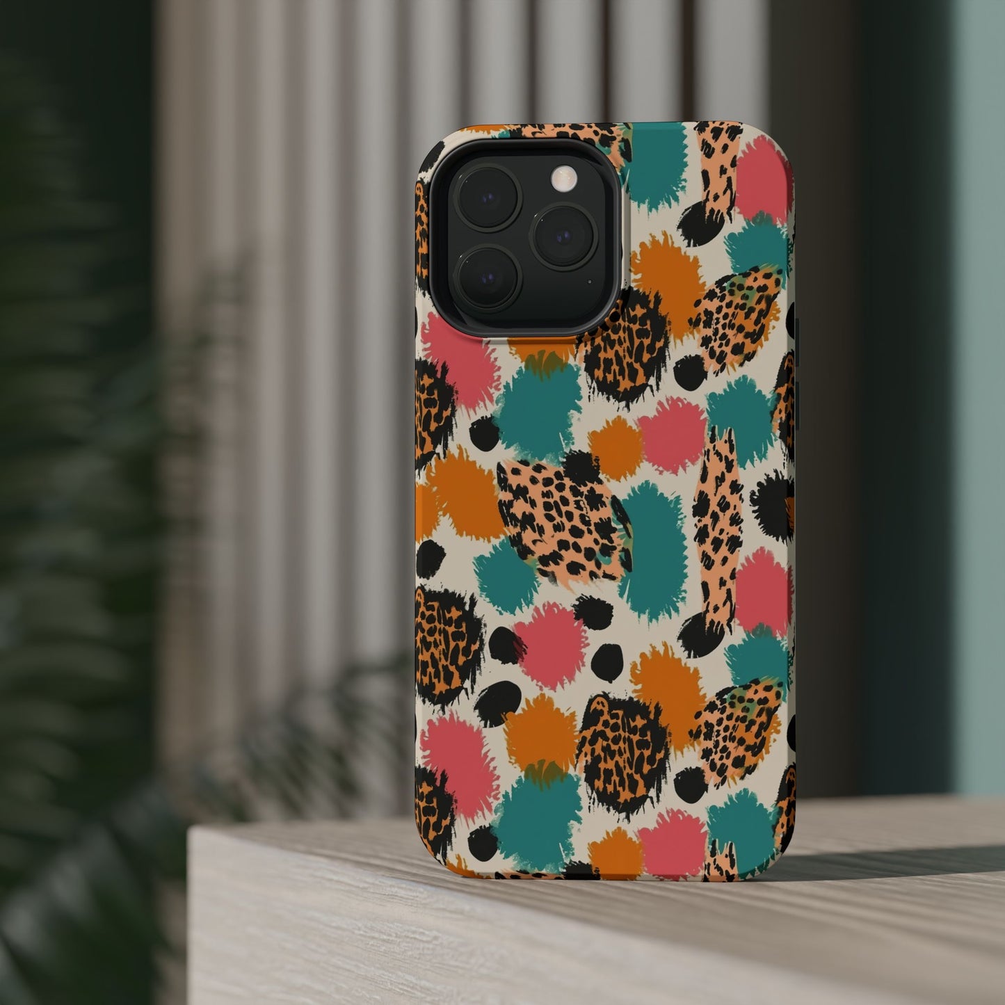 Leopard Splash Magnetic Impact Phone Case — Colorful Abstract Animal Print