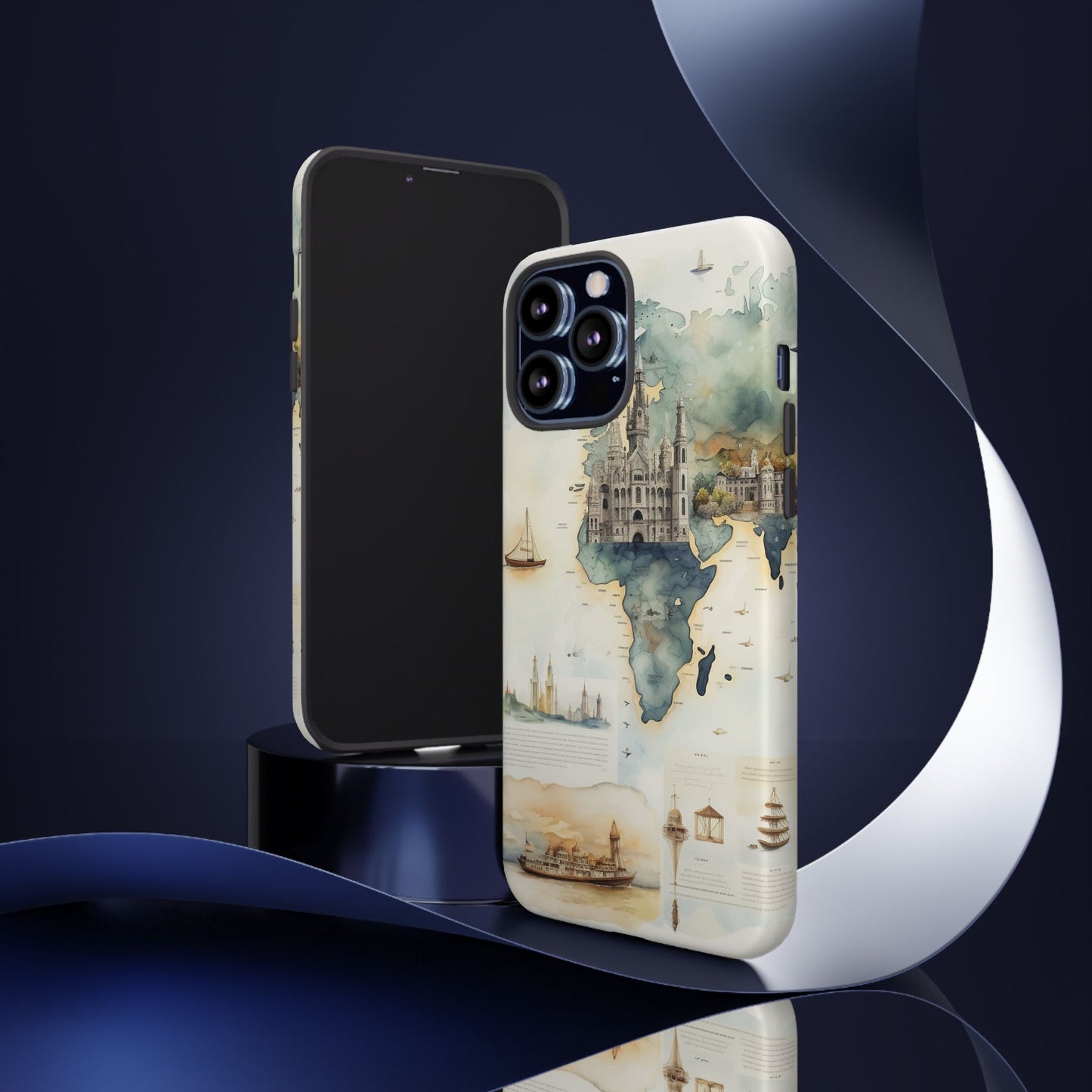 Hard Phone Case — Watercolor Fantasy Map Castle Design