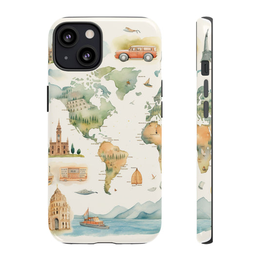 Hard Phone Case — Watercolor Fantasy Map Castle Design