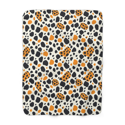 Leopard Spot Sherpa Fleece Blanket – Cozy Animal Print Throw