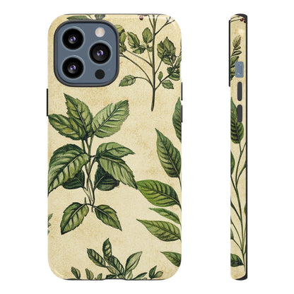 Botanical Leaves Tough Phone Case — Vintage Green Plant Print
