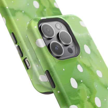 Green Watercolor Polka Dot Magnetic Impact Phone Case
