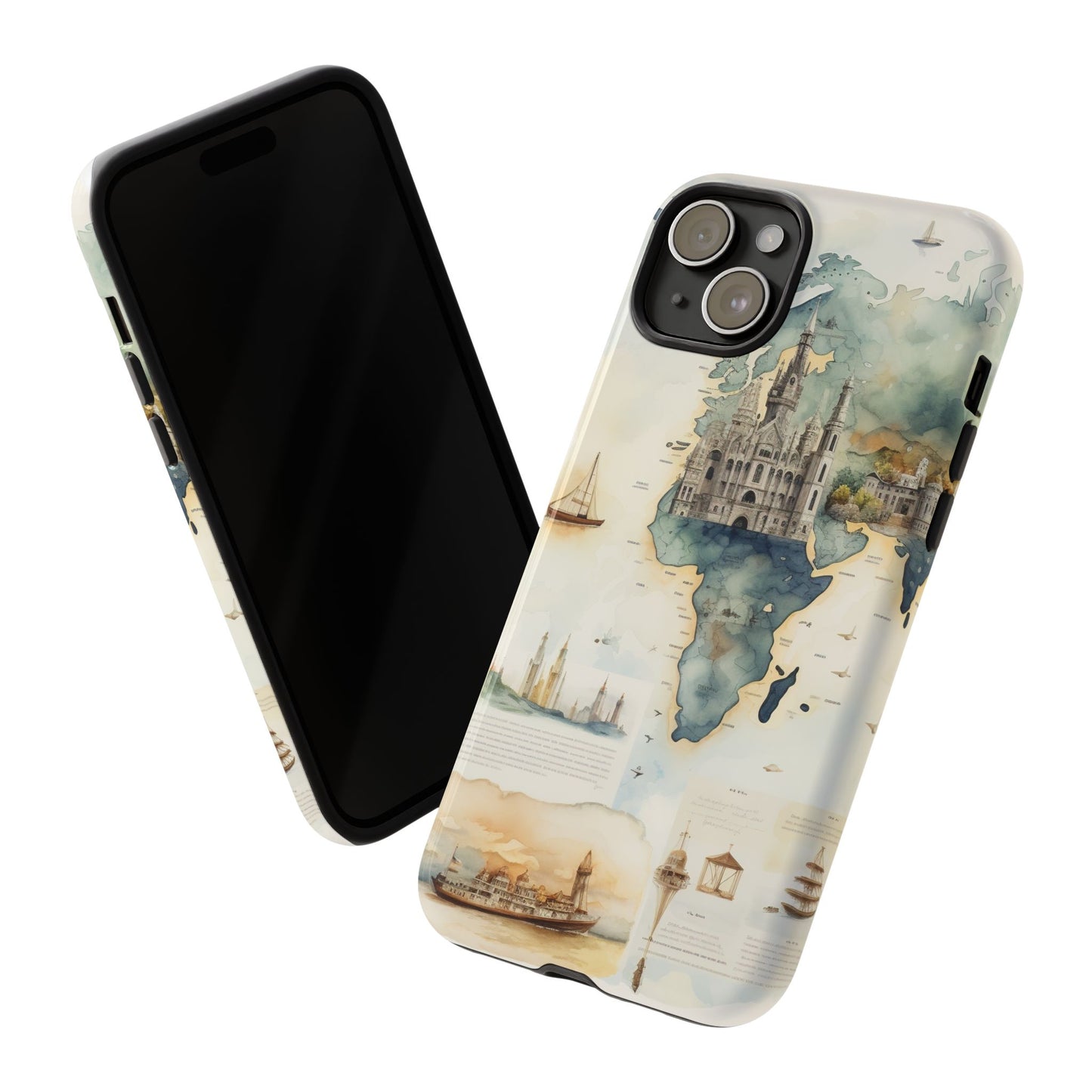 Hard Phone Case — Watercolor Fantasy Map Castle Design