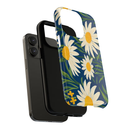 Daisy Floral IPhone Case-Tough Magnetic Cover ,Glossy Finish ,Retro Botanical Flower  Design.