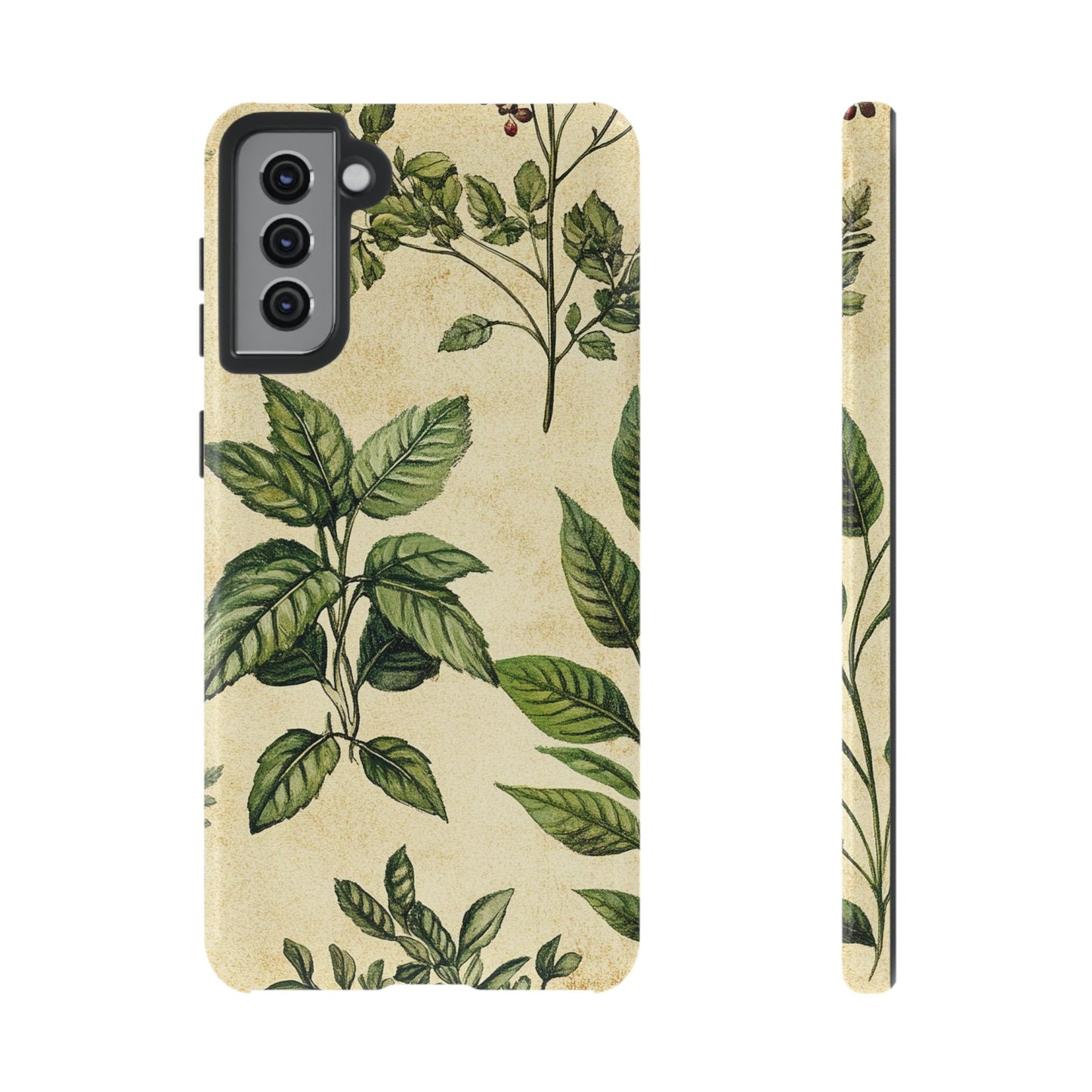 Botanical Leaves Tough Phone Case — Vintage Green Plant Print