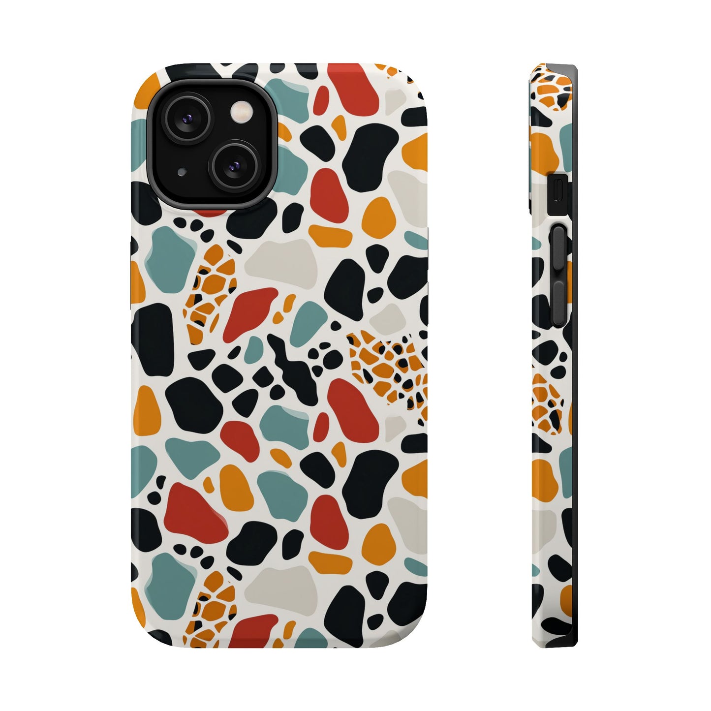 Terrazzo Pattern Magnetic Impact Phone Case — Colorful Retro Pebble Design
