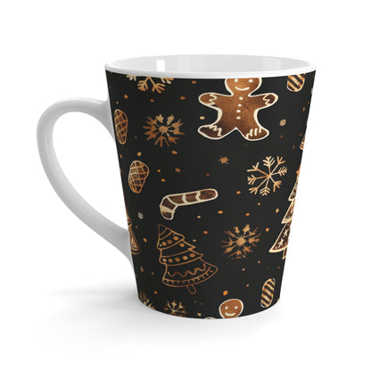 Christmas Gingerbread Latte Mug Black and Gold Color Patterns, a Perfect Gift For love ones .