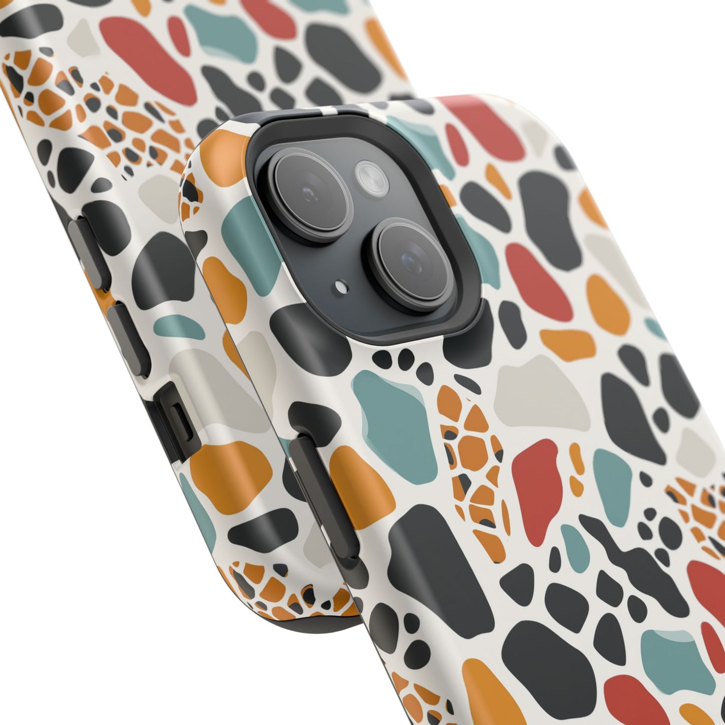 Terrazzo Pattern Magnetic Impact Phone Case — Colorful Retro Pebble Design