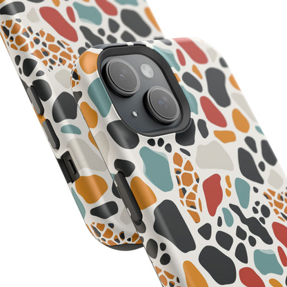 Terrazzo Pattern Magnetic Impact Phone Case — Colorful Retro Pebble Design