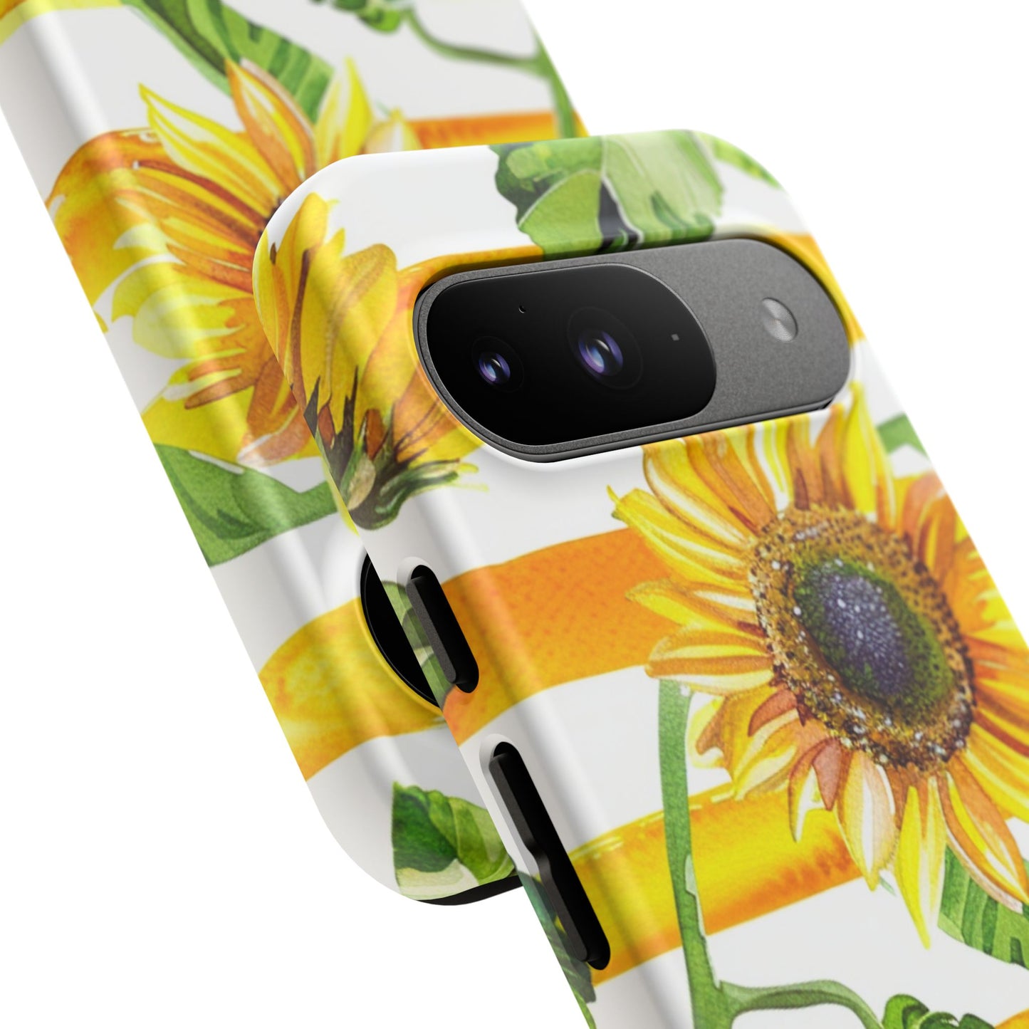 Sunflower Stripes Phone Case - Bright Floral Tough Case