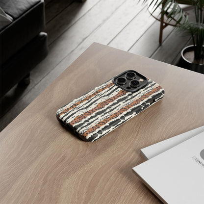 Animal Stripe Phone Case — Leopard & Zebra Pattern Tough Protective Cover,Africa Pattern .