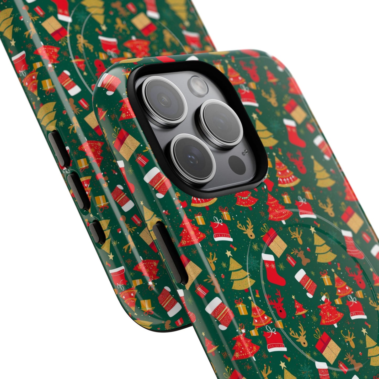 Christmas Tough Magnetic Phone Case | Festive Holiday Accessory | Cute Santa & Tree Design, Gift for Him/Her, Seasonal Tech