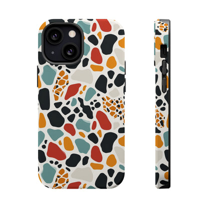 Terrazzo Pattern Magnetic Impact Phone Case — Colorful Retro Pebble Design