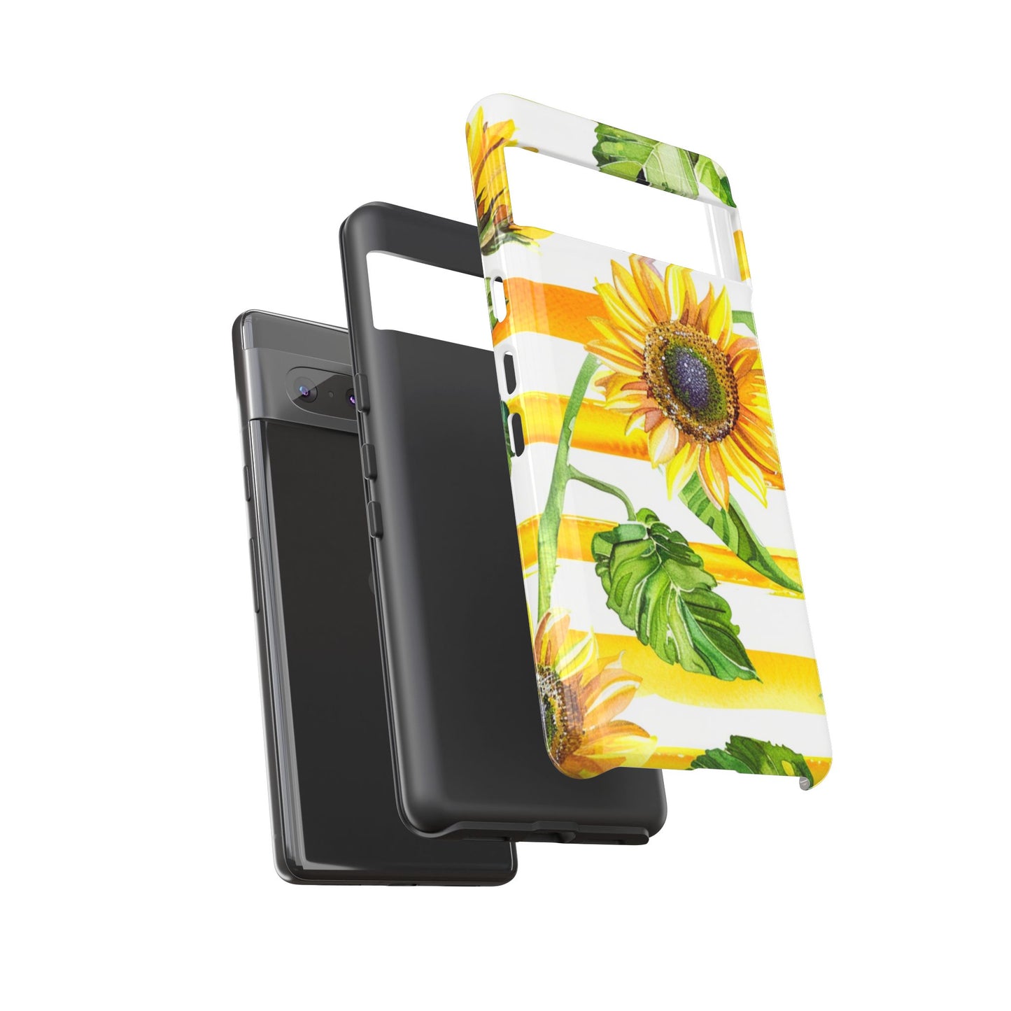 Sunflower Stripes Phone Case - Bright Floral Tough Case