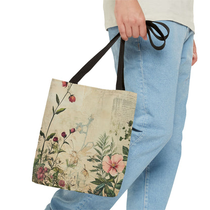 Vintage Floral Tote Bag — Botanical Garden Print AOP