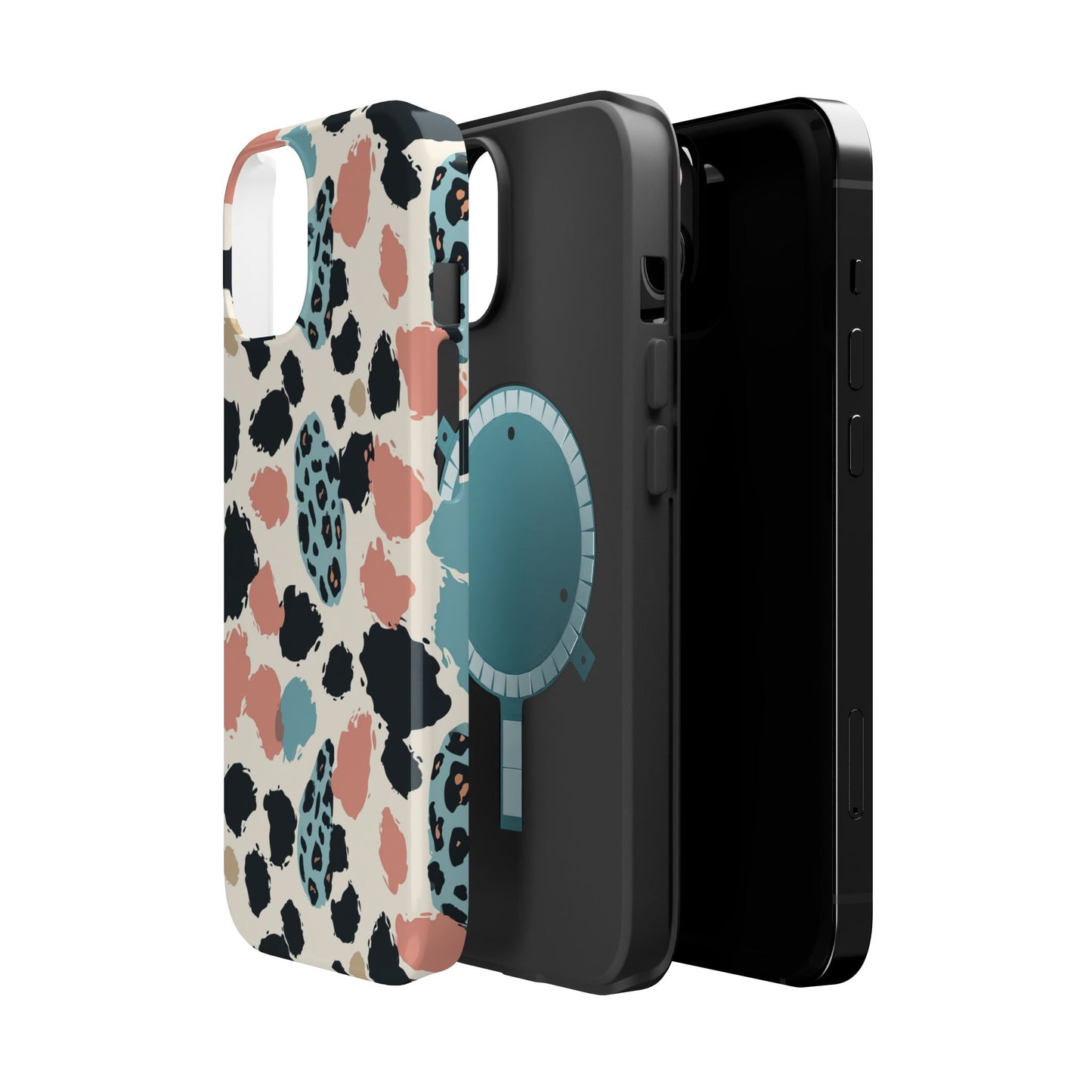 Leopard Splash Magnetic Impact Phone Case — Teal & Coral Animal Print