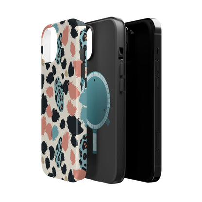 Leopard Splash Magnetic Impact Phone Case — Teal & Coral Animal Print