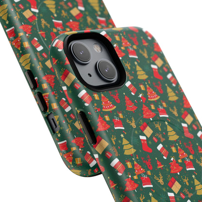 Christmas Tough Magnetic Phone Case | Festive Holiday Accessory | Cute Santa & Tree Design, Gift for Him/Her, Seasonal Tech