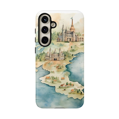 Hard Phone Case — Watercolor Fantasy Map Castle Design