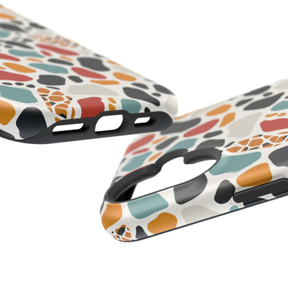 Terrazzo Pattern Magnetic Impact Phone Case — Colorful Retro Pebble Design