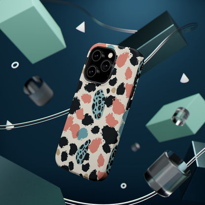 Leopard Splash Magnetic Impact Phone Case — Teal & Coral Animal Print