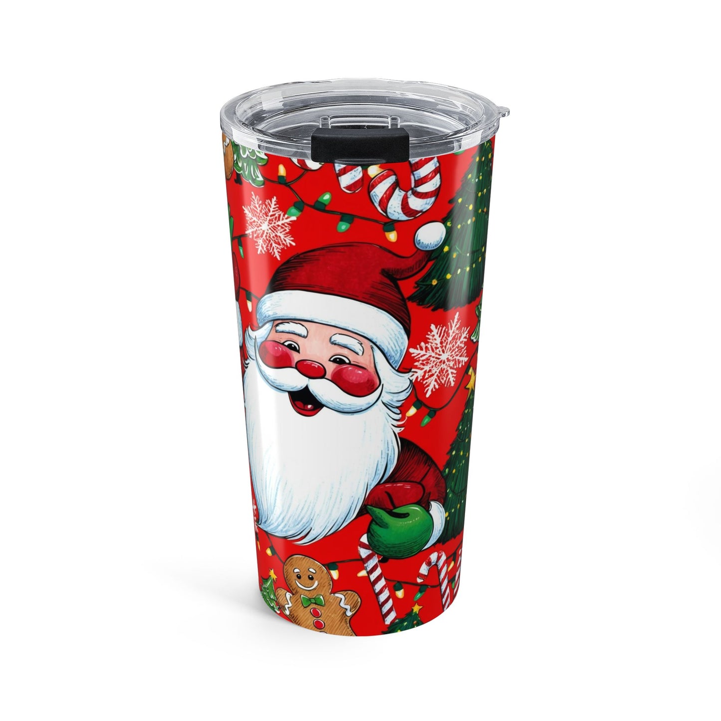 Festive Holiday Tumbler, Christmas Drinkware, Santa and Elf Insulated Mug, Travel Cup for Winter Celebrations, Gift for Him/Her