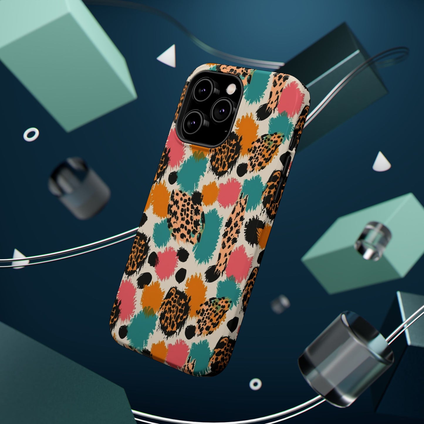 Leopard Splash Magnetic Impact Phone Case — Colorful Abstract Animal Print
