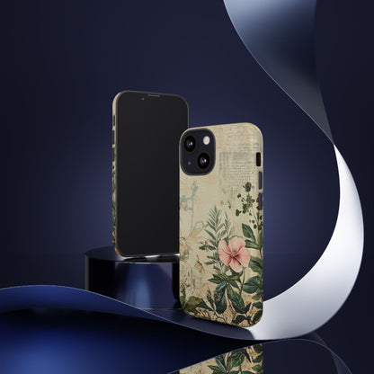 Floral Vintage Tough Case – Botanical Protective Phone Cover,Plants Lovers