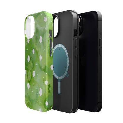 Green Watercolor Polka Dot Magnetic Impact Phone Case