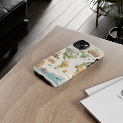 Hard Phone Case — Watercolor Fantasy Map Castle Design